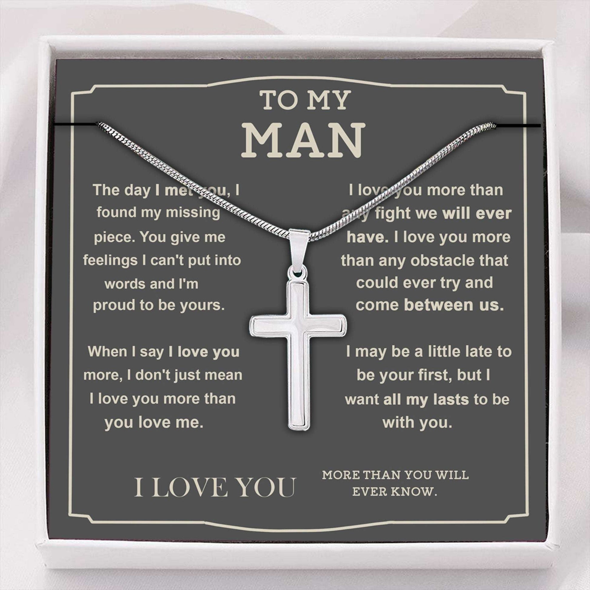 Boyfriend Necklace, Husband Necklace, To My Man Cross Necklace, Gift For Husband, Boyfriend, Husband Necklace From Wife Gifts For Boyfriend Rakva