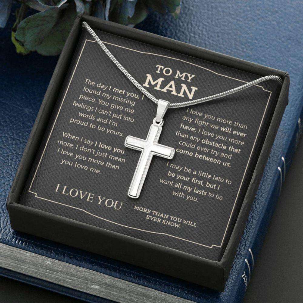Boyfriend Necklace, Husband Necklace, To My Man Cross Necklace, Gift For Husband, Boyfriend, Husband Necklace From Wife Gifts For Boyfriend Rakva