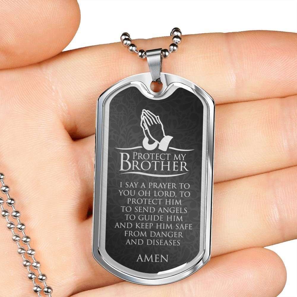 Brother Dog Tag, Custom Picture Amen Protect My Brother Dog Tag Military Chain Necklace Dog Tag Gifts For Brother Rakva