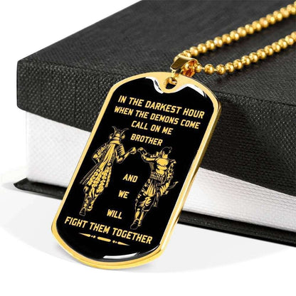 Brother Dog Tag, Custom Picture Samurai Dog Tag Military Chain Necklace For Brother We Will Fight Them Together Gifts For Brother Rakva