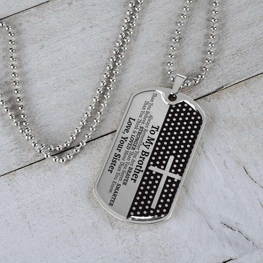 Brother Dog Tag, To My Brother Dog Tag Necklace, Gift For Brother, Brother Gift From Sister, Gift For Brother V1 Father's Day Rakva