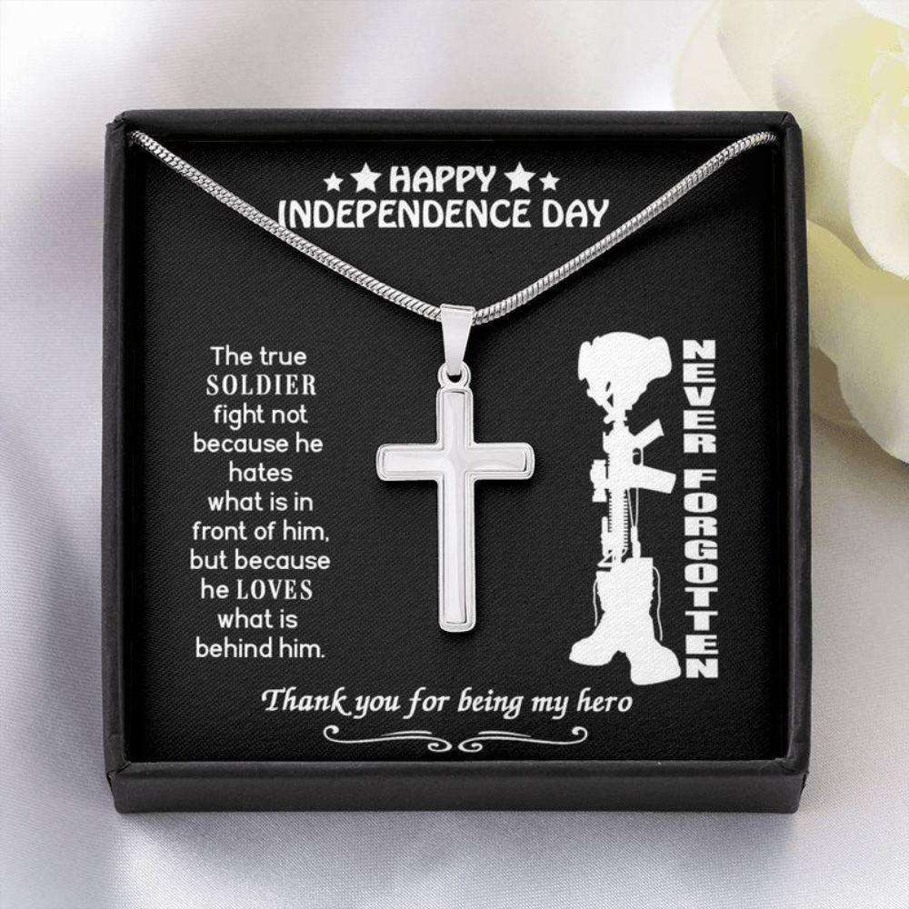 Brother Necklace, Dad Necklace, Us Army Gift For Brother, Happy Independence Day, Military Gift For Dad, Soldier Cross Father's Day Rakva