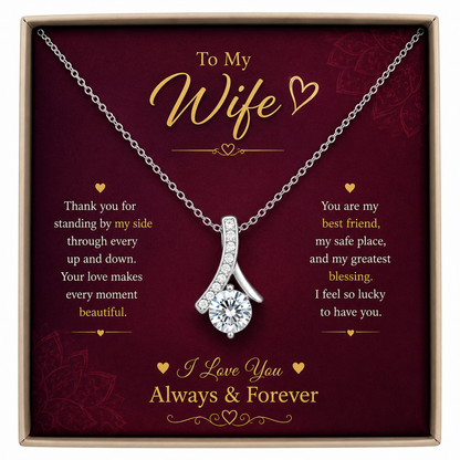 Rakva To My Wife Love Pendant Necklace, Romantic Gift for Wife, I Love You Always & Forever Gift for Her