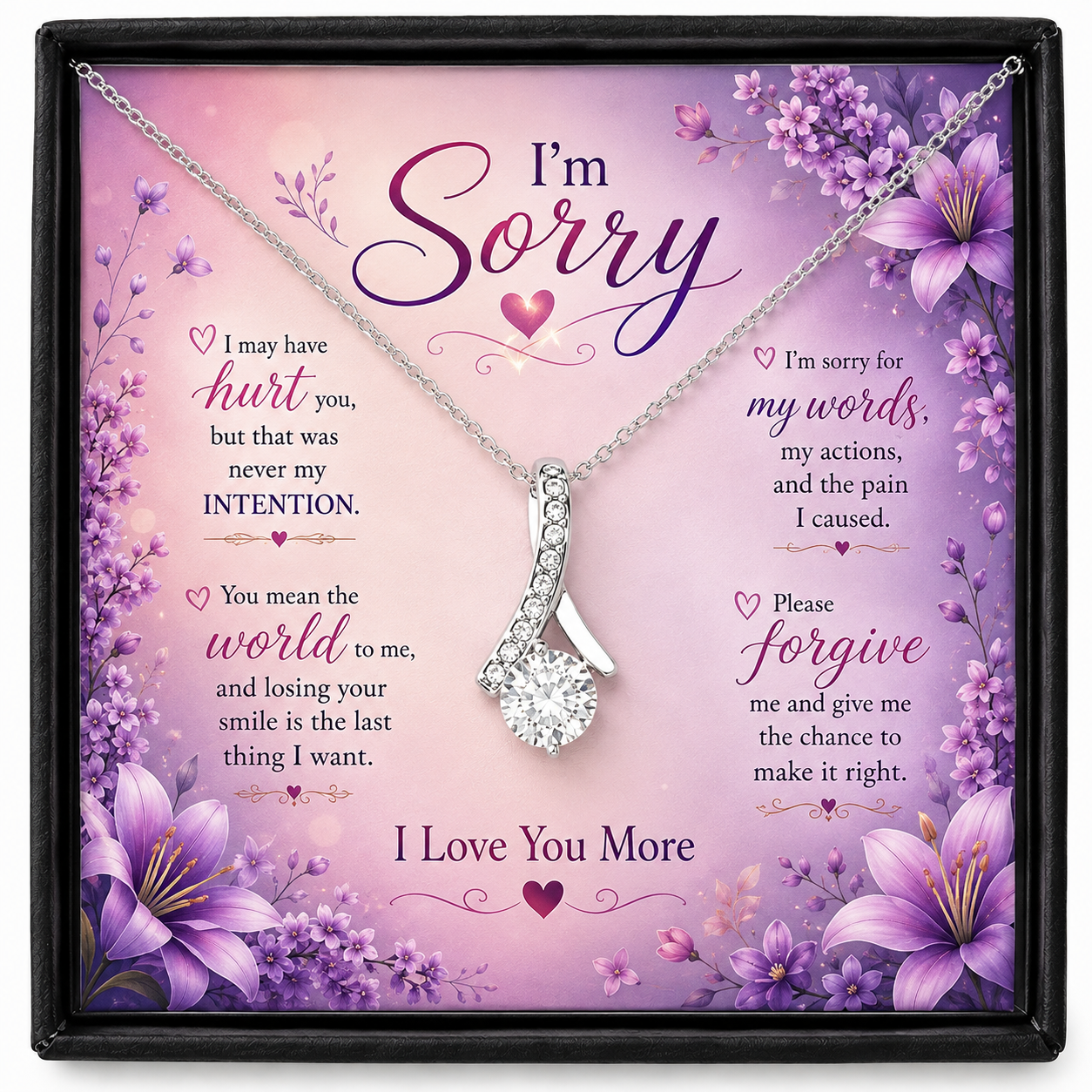 Rakva 925 Sterling Silver I’m Sorry Necklace – Heartfelt Apology Gift for Her, Forgive Me Love Pendant with Meaningful Message Card