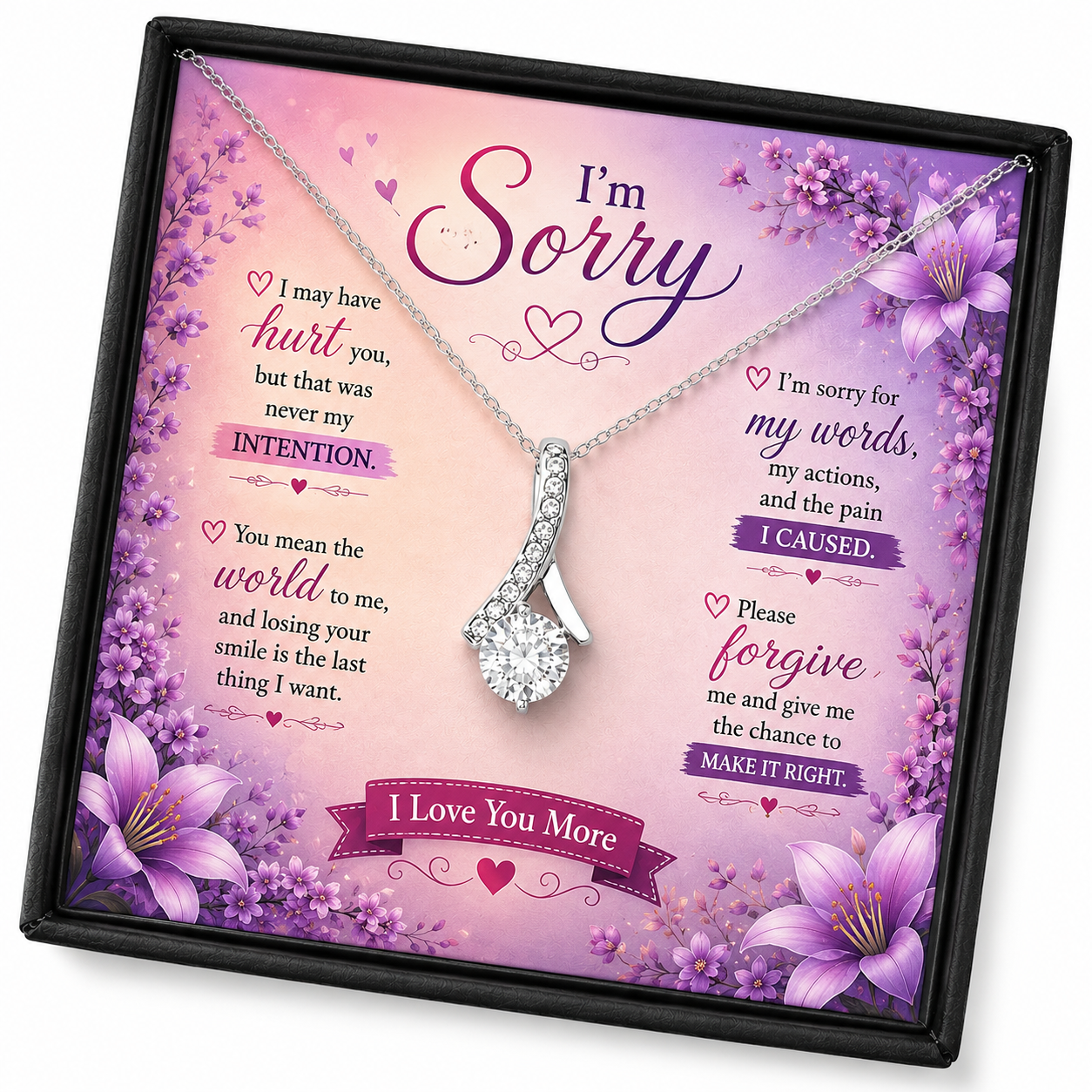 Rakva 925 Sterling Silver I’m Sorry Necklace – Heartfelt Apology Gift for Her, Forgive Me Love Pendant with Meaningful Message Card