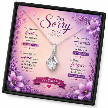 Rakva 925 Sterling Silver I’m Sorry Necklace – Heartfelt Apology Gift for Her, Forgive Me Love Pendant with Meaningful Message Card