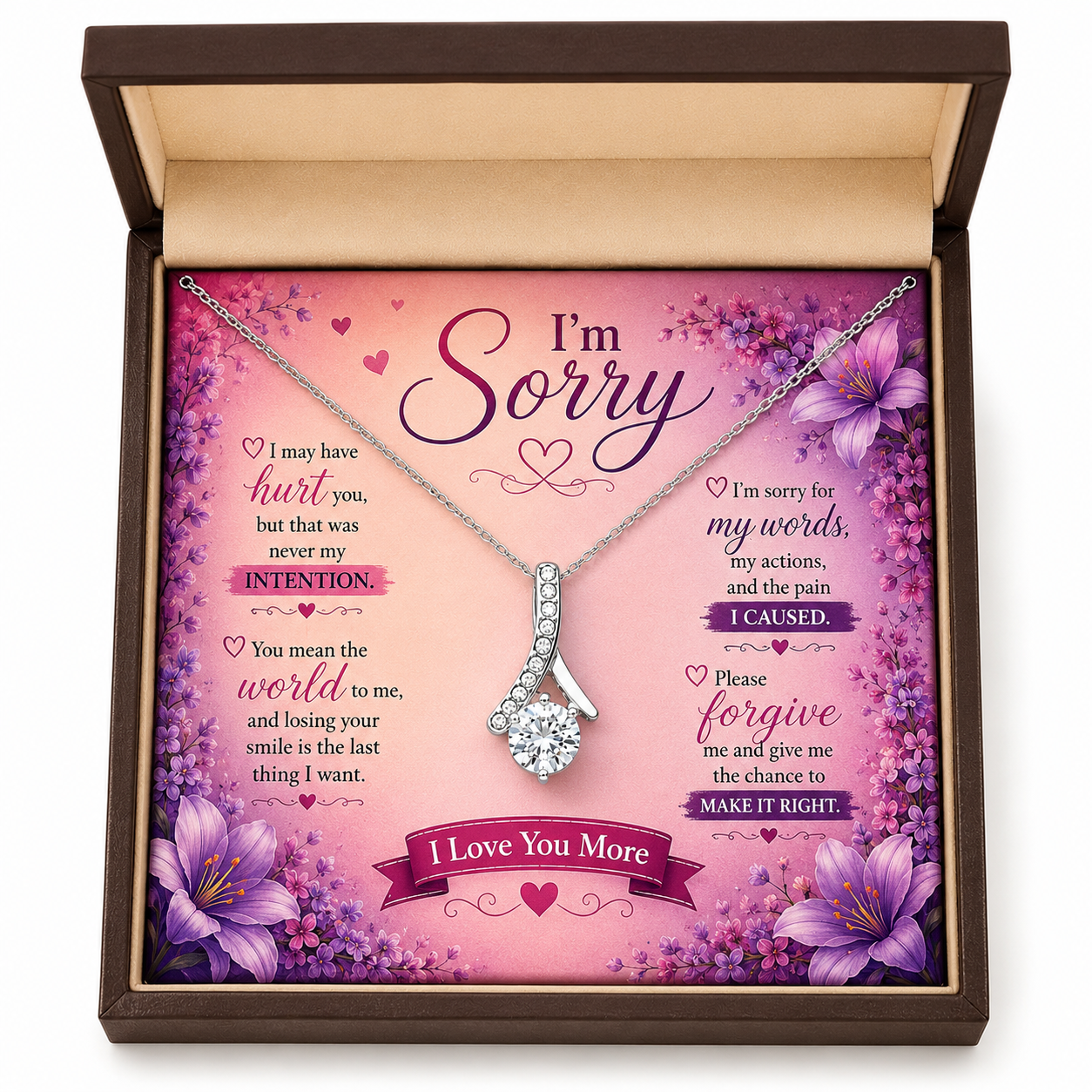 Rakva 925 Sterling Silver I’m Sorry Necklace – Heartfelt Apology Gift for Her, Forgive Me Love Pendant with Meaningful Message Card
