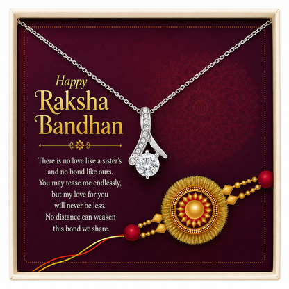 Rakva 925 Sterling Silver Sister Necklace with Rakhi, Raksha Bandhan Gift for Sister, Jewellery Gift for Younger Elder Sister