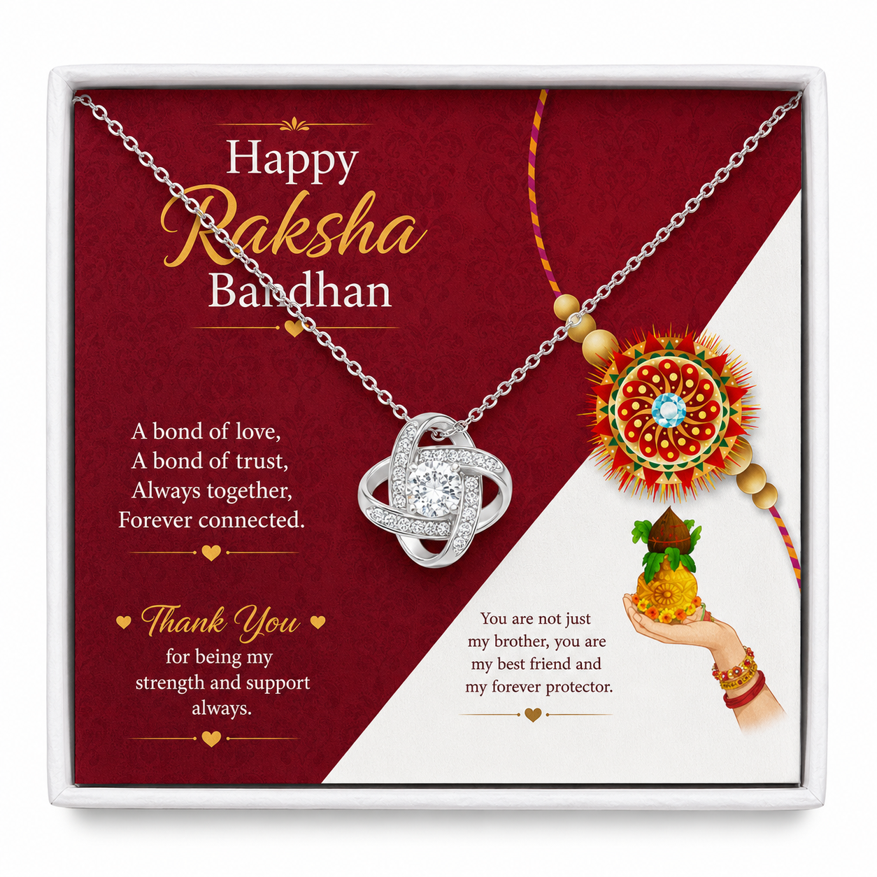 Rakva 925 Sterling Silver Raksha Bandhan Necklace for Brother, Knot Pendant Gift for Brother, Rakhi Gift for Brother from Sister