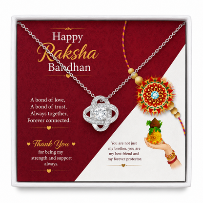 Rakva 925 Sterling Silver Raksha Bandhan Necklace for Brother, Knot Pendant Gift for Brother, Rakhi Gift for Brother from Sister