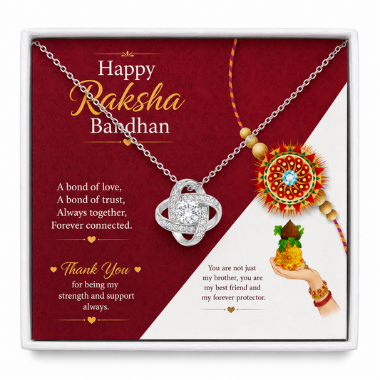 Rakva 925 Sterling Silver Raksha Bandhan Necklace for Brother, Knot Pendant Gift for Brother, Rakhi Gift for Brother from Sister