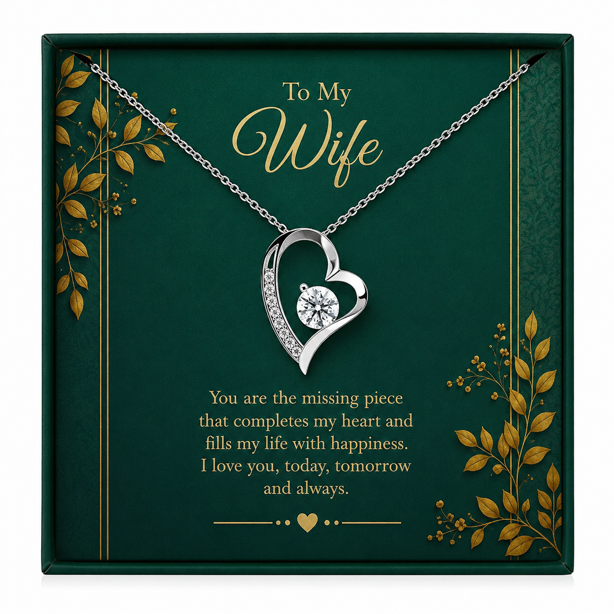 Rakva 925 Sterling Silver Heart Necklace for Wife – To My Wife Love Pendant, Romantic Jewelry Gift for Wife, Anniversary Birthday Gift