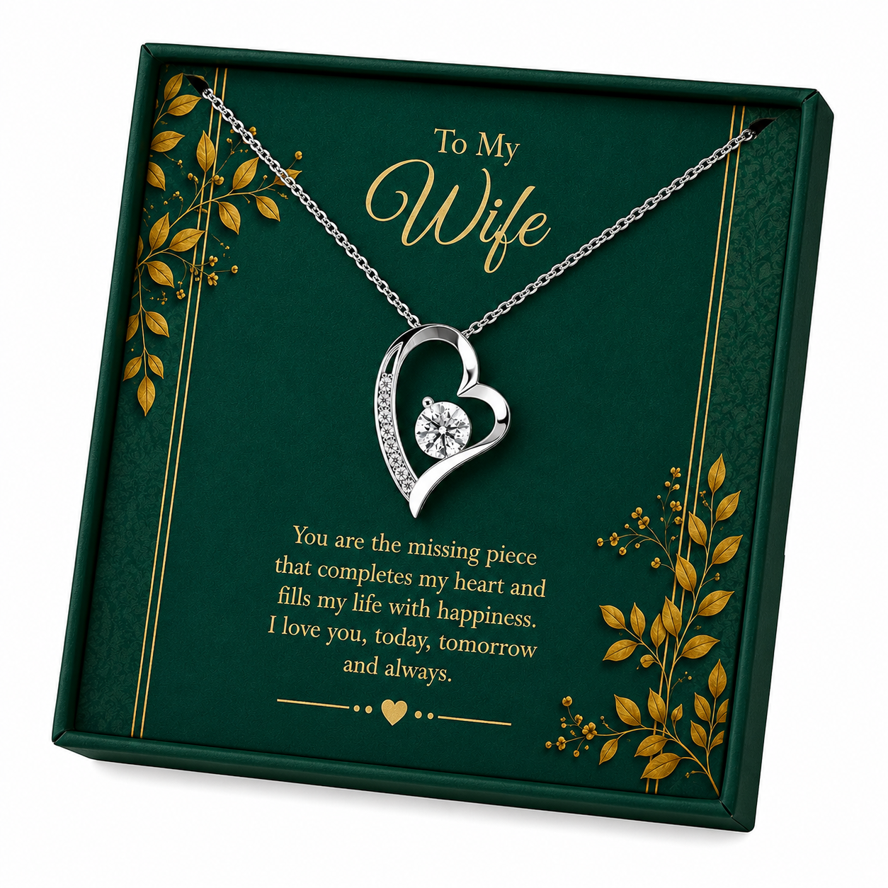 Rakva 925 Sterling Silver Heart Necklace for Wife – To My Wife Love Pendant, Romantic Jewelry Gift for Wife, Anniversary Birthday Gift