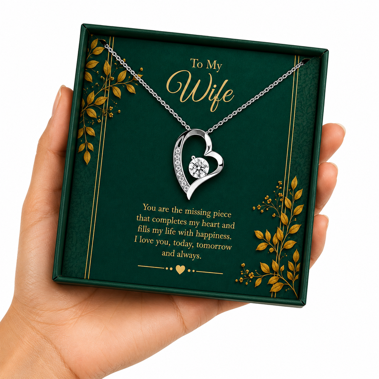 Rakva 925 Sterling Silver Heart Necklace for Wife – To My Wife Love Pendant, Romantic Jewelry Gift for Wife, Anniversary Birthday Gift