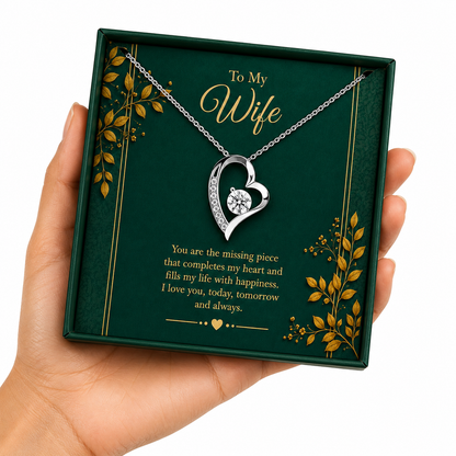 Rakva 925 Sterling Silver Heart Necklace for Wife – To My Wife Love Pendant, Romantic Jewelry Gift for Wife, Anniversary Birthday Gift