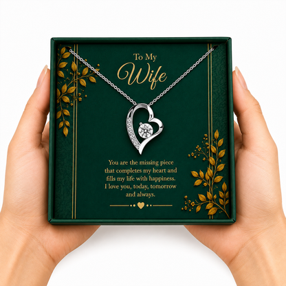 Rakva 925 Sterling Silver Heart Necklace for Wife – To My Wife Love Pendant, Romantic Jewelry Gift for Wife, Anniversary Birthday Gift