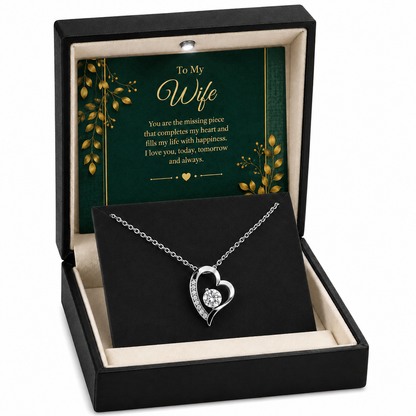 Rakva 925 Sterling Silver Heart Necklace for Wife – To My Wife Love Pendant, Romantic Jewelry Gift for Wife, Anniversary Birthday Gift