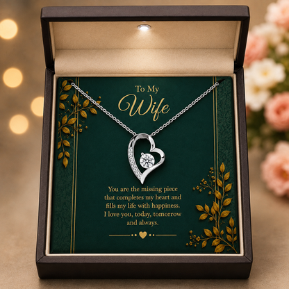 Rakva 925 Sterling Silver Heart Necklace for Wife – To My Wife Love Pendant, Romantic Jewelry Gift for Wife, Anniversary Birthday Gift