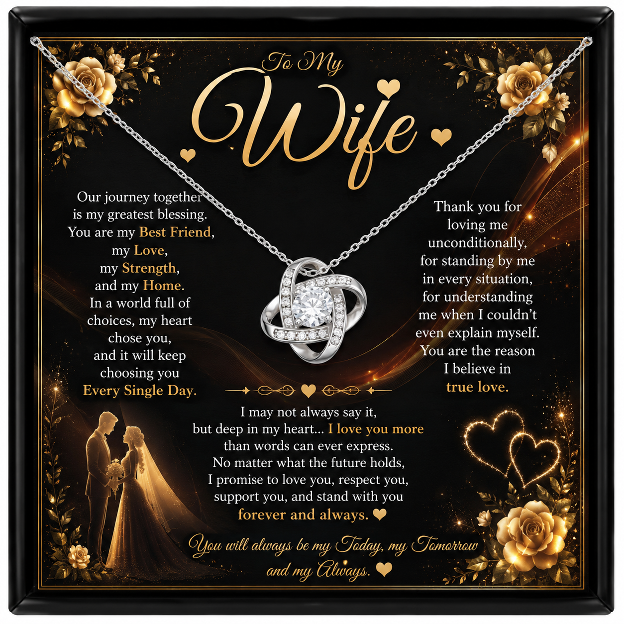 Rakva To My Wife Necklace 925 Sterling Silver Love Gift for Wife