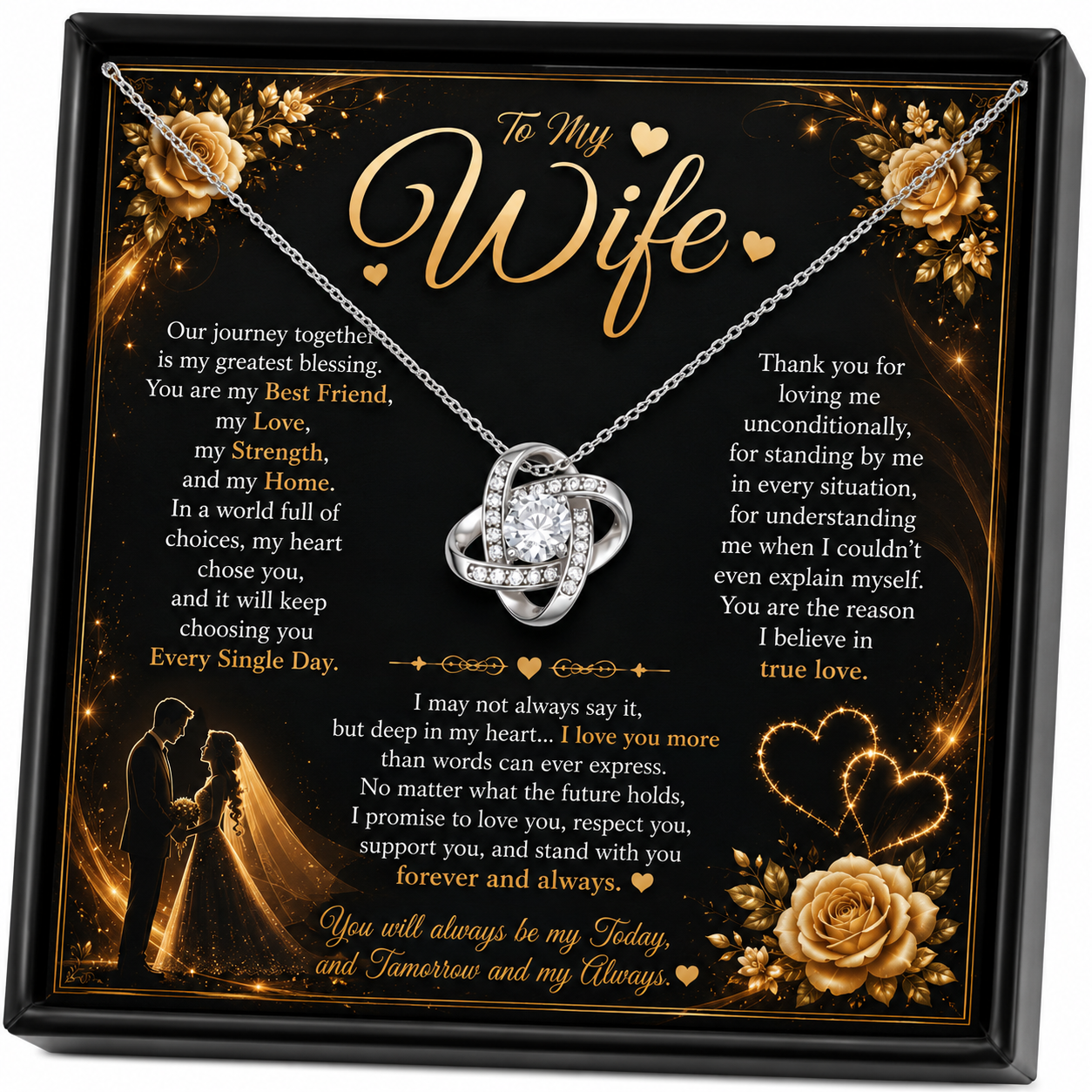 Rakva To My Wife Necklace 925 Sterling Silver Love Gift for Wife