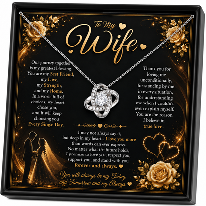Rakva To My Wife Necklace 925 Sterling Silver Love Gift for Wife