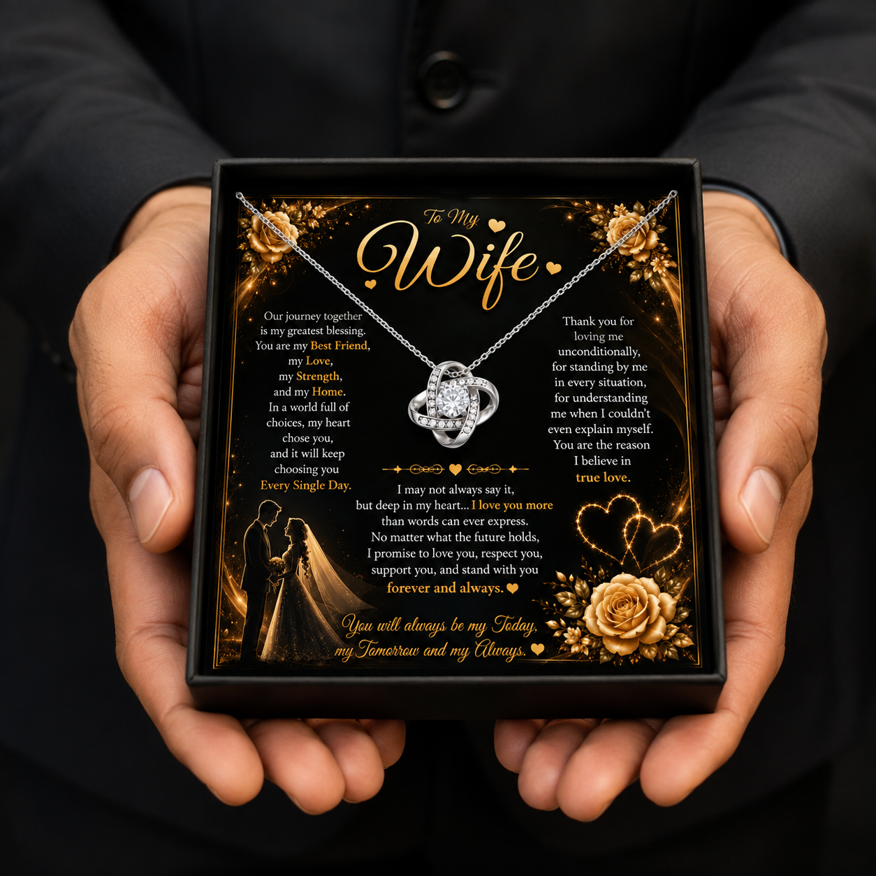 Rakva To My Wife Necklace 925 Sterling Silver Love Gift for Wife