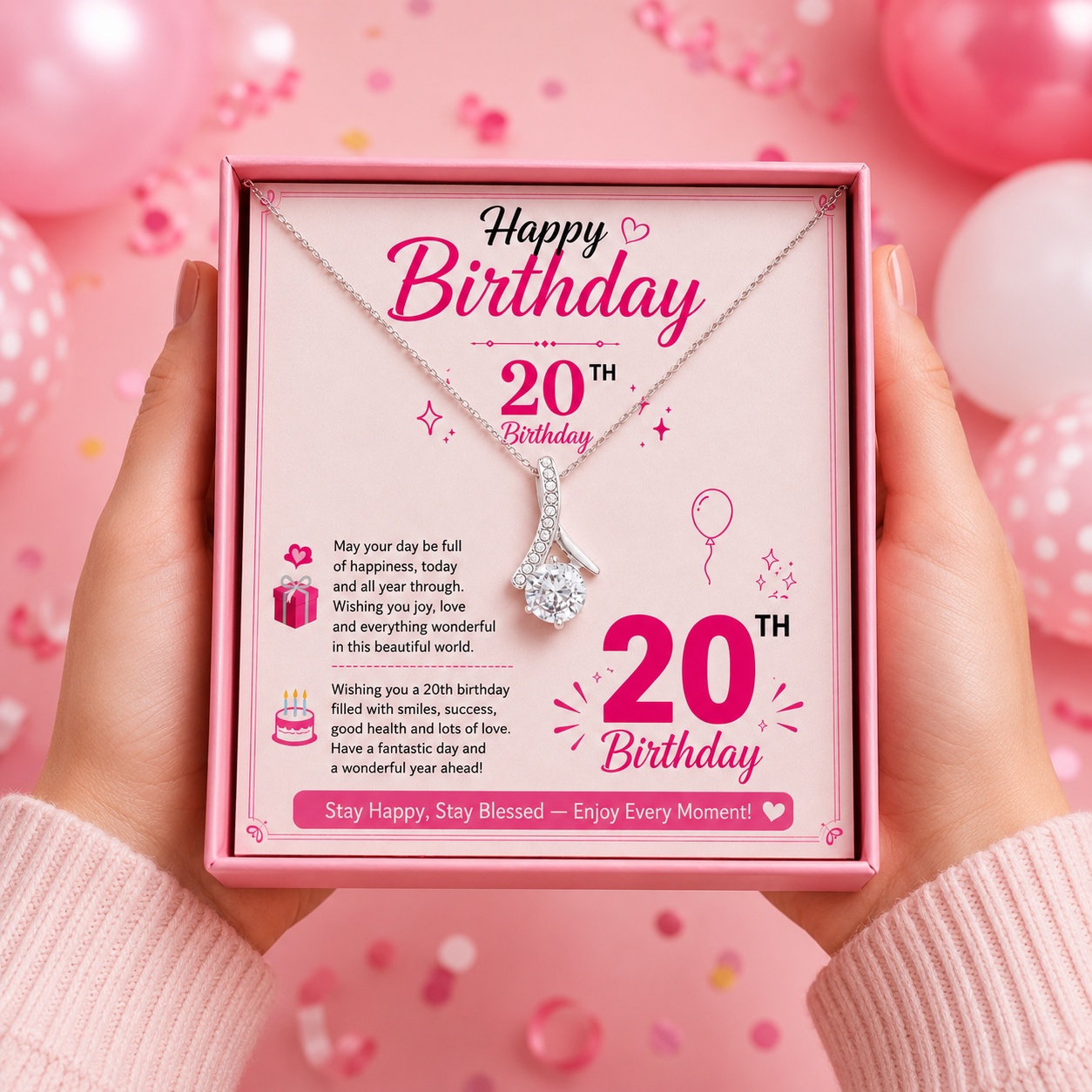 Rakva 925 Sterling Silver 20th Birthday Necklace for Girls, 20th Birthday Jewelry Gift for Daughter, Sister, Girlfriend, Best Friend