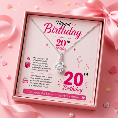 Rakva 925 Sterling Silver 20th Birthday Necklace for Girls, 20th Birthday Jewelry Gift for Daughter, Sister, Girlfriend, Best Friend