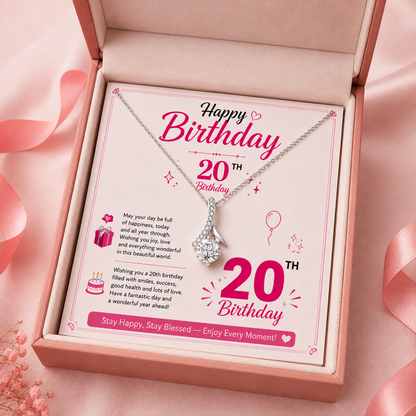 Rakva 925 Sterling Silver 20th Birthday Necklace for Girls, 20th Birthday Jewelry Gift for Daughter, Sister, Girlfriend, Best Friend