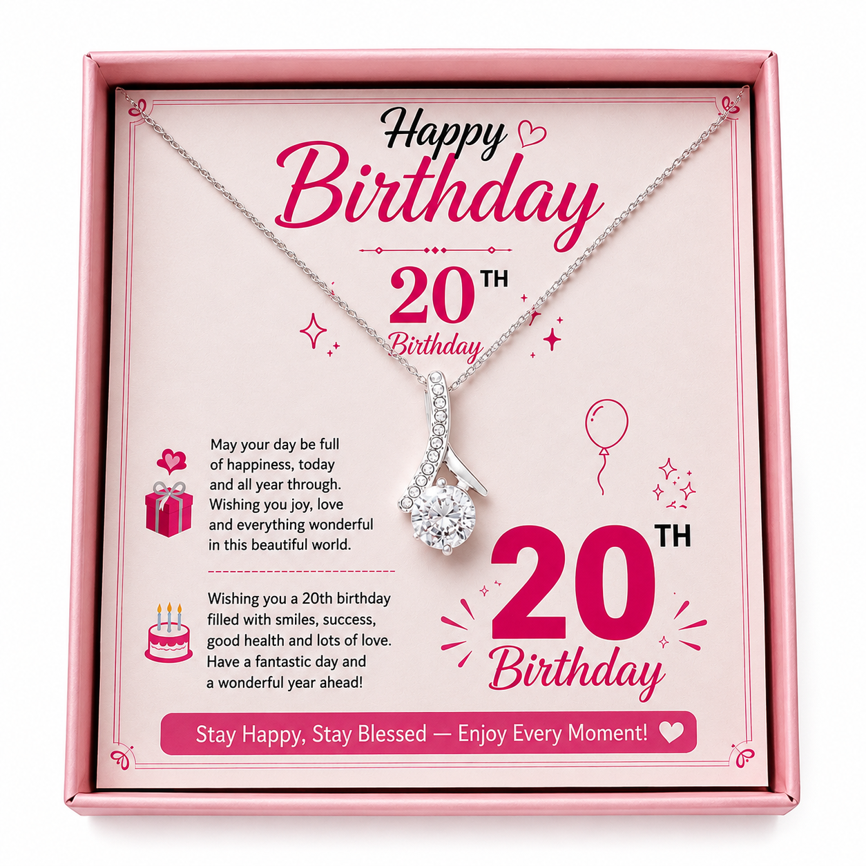 Rakva 925 Sterling Silver 20th Birthday Necklace for Girls, 20th Birthday Jewelry Gift for Daughter, Sister, Girlfriend, Best Friend