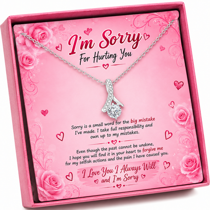 I’m Sorry For Hurting You – Romantic Apology Jewelry Gift Box with Pendant Necklace, Heartfelt Sorry Gift for Wife, Girlfriend & Loved One