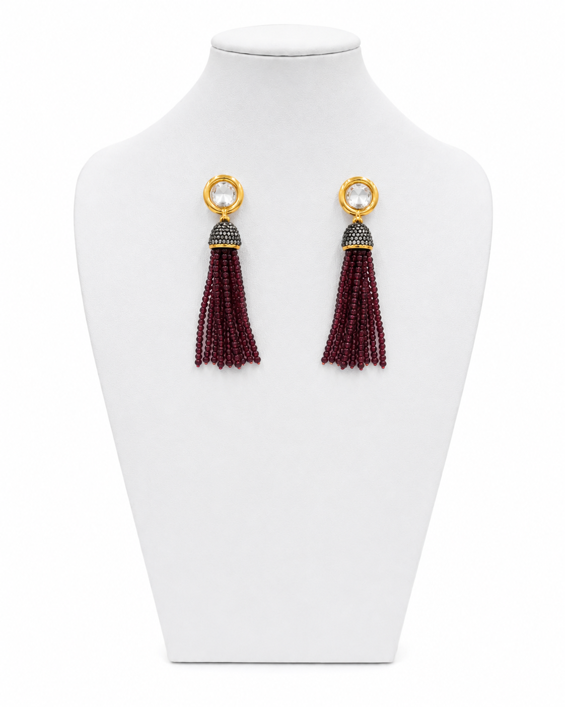 Handmade maroon Beaded Kundan Necklace Set | Traditional Bridal Jewelry | Ethnic Enamel Bead Necklace & Earrings