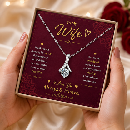 Rakva To My Wife Love Pendant Necklace, Romantic Gift for Wife, I Love You Always & Forever Gift for Her