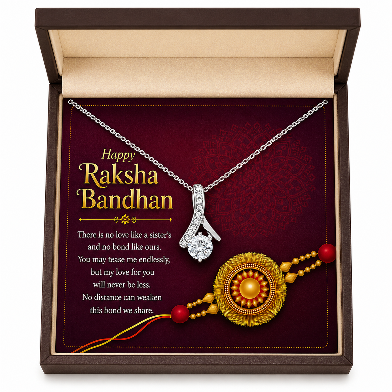 Rakva 925 Sterling Silver Sister Necklace with Rakhi, Raksha Bandhan Gift for Sister, Jewellery Gift for Younger Elder Sister