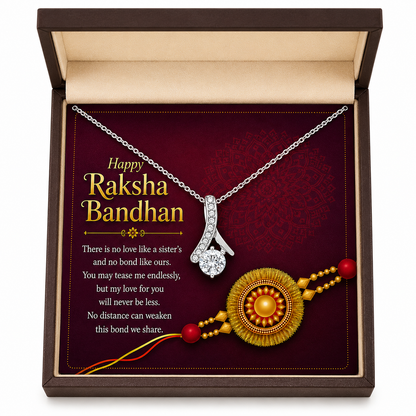 Rakva 925 Sterling Silver Sister Necklace with Rakhi, Raksha Bandhan Gift for Sister, Jewellery Gift for Younger Elder Sister
