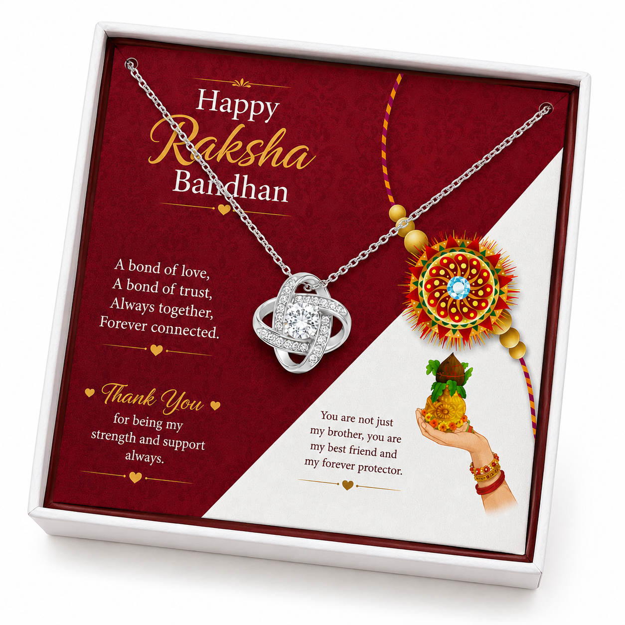 Rakva 925 Sterling Silver Raksha Bandhan Necklace for Brother, Knot Pendant Gift for Brother, Rakhi Gift for Brother from Sister
