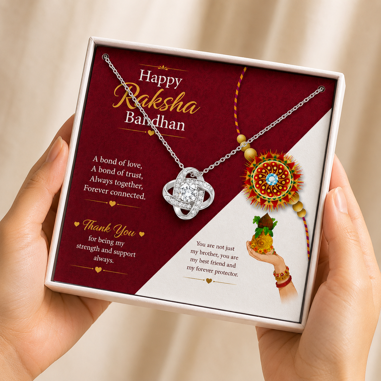Rakva 925 Sterling Silver Raksha Bandhan Necklace for Brother, Knot Pendant Gift for Brother, Rakhi Gift for Brother from Sister