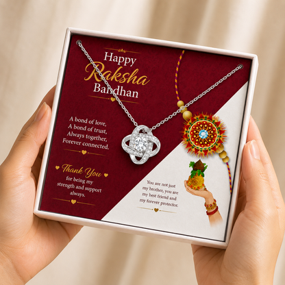 Rakva 925 Sterling Silver Raksha Bandhan Necklace for Brother, Knot Pendant Gift for Brother, Rakhi Gift for Brother from Sister