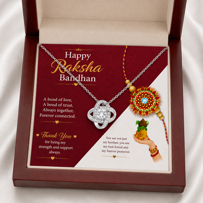 Rakva 925 Sterling Silver Raksha Bandhan Necklace for Brother, Knot Pendant Gift for Brother, Rakhi Gift for Brother from Sister