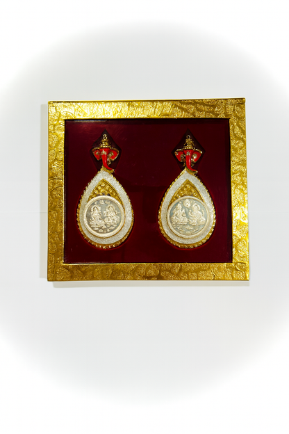 999.9 Purity Ganesh Lakshmi ji Silver Coins With Golden Diwali Gift Wrap For Birthday and Marriage Anniversary (Pack Of 2)