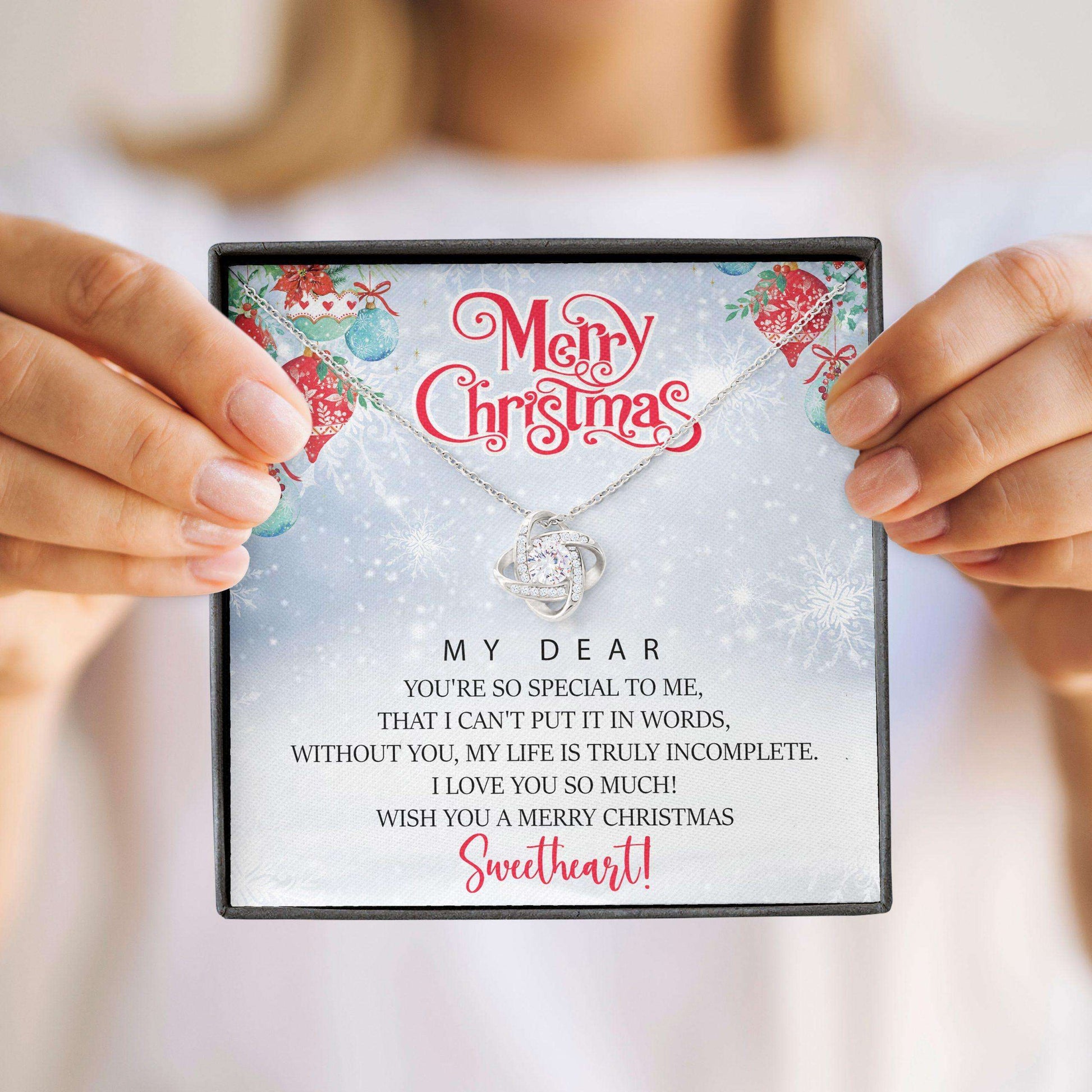 Christmas Necklace, Love Knots “ Merry Christmas To My Dear Necklace Christmas Day Rakva