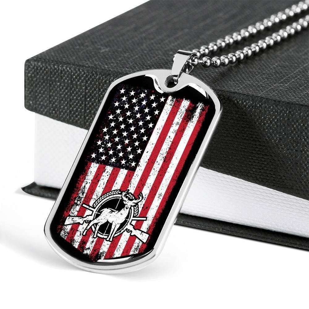 Custom American Hunter Us Flag Dog Tag Military Chain Necklace Giving Men Dog Tag Rakva