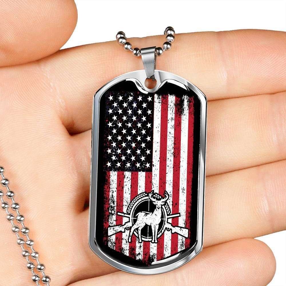 Custom American Hunter Us Flag Dog Tag Military Chain Necklace Giving Men Dog Tag Rakva