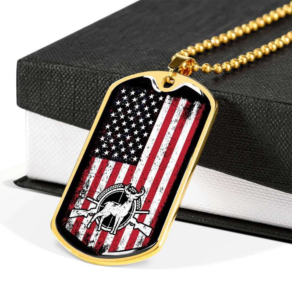 Custom American Hunter Us Flag Dog Tag Military Chain Necklace Giving Men Dog Tag Rakva
