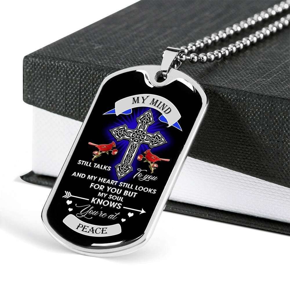 Custom Bird My Mind Silver Dog Tag Military Chain Necklace Giving Men Dog Tag Rakva