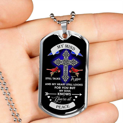 Custom Bird My Mind Silver Dog Tag Military Chain Necklace Giving Men Dog Tag Rakva