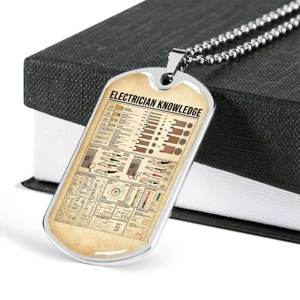 Custom Electrician Knowledge Dog Tag Military Chain Necklace Pendant Dog Tag Rakva