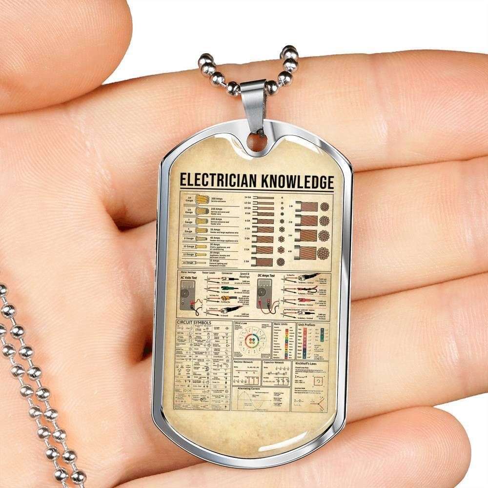 Custom Electrician Knowledge Dog Tag Military Chain Necklace Pendant Dog Tag Rakva