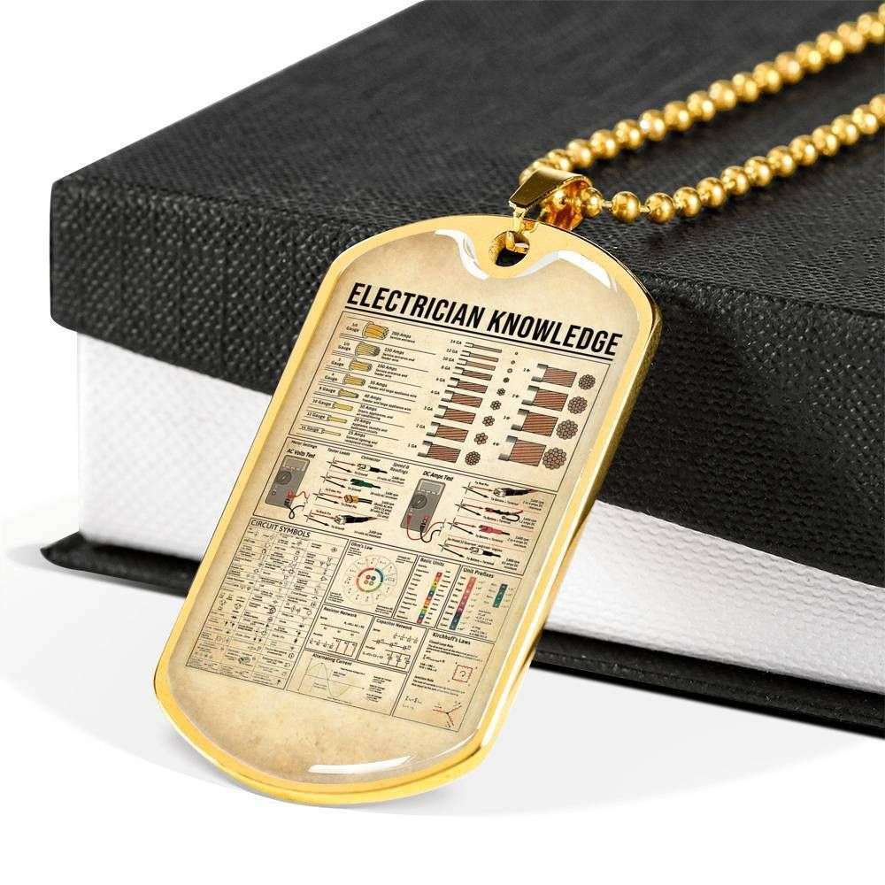 Custom Electrician Knowledge Dog Tag Military Chain Necklace Pendant Dog Tag Rakva