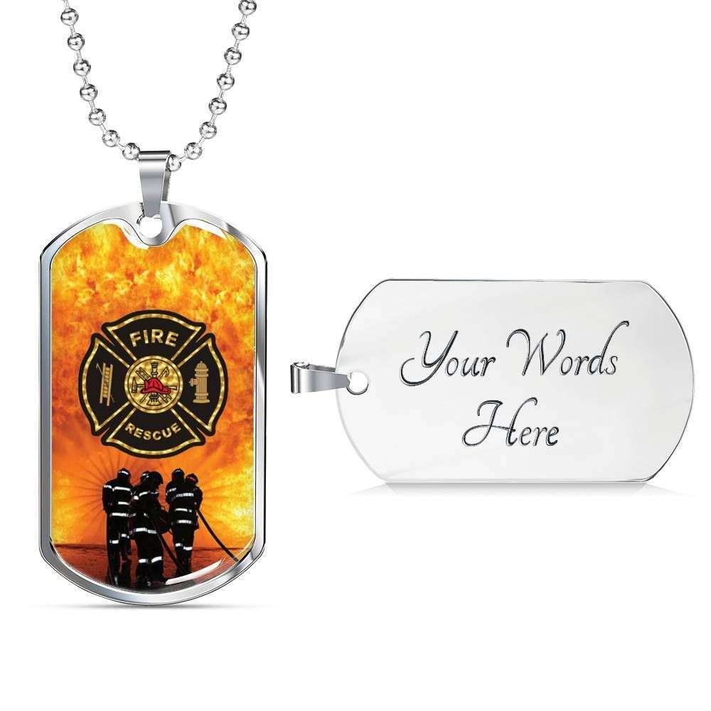 Custom Fire Rescue Burning Dog Tag Military Chain Necklace For Firefighter Dog Tag Military Rakva